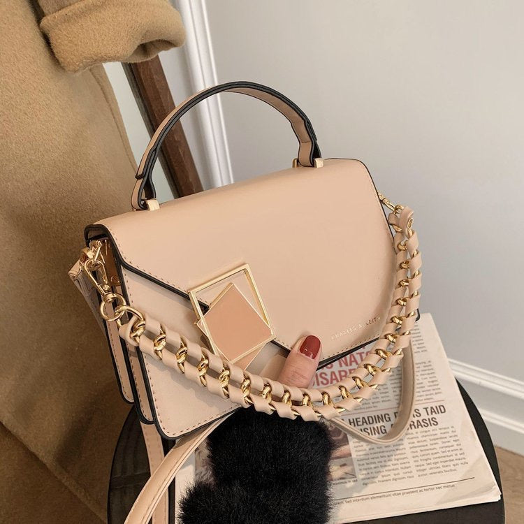 handbag with square latch