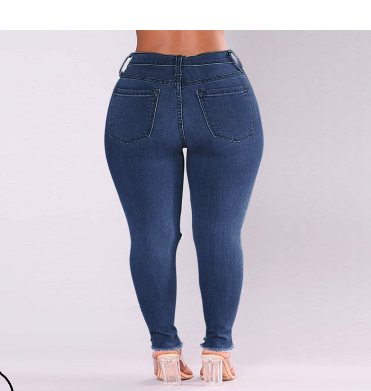 Dark blue jeans with rips