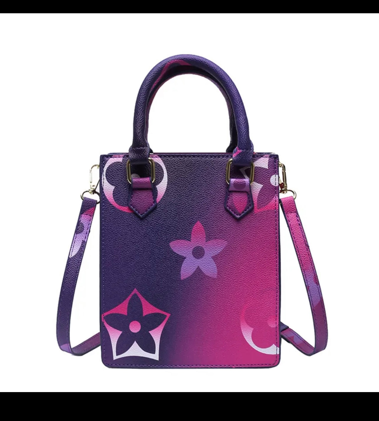 Flower and diamond print purse